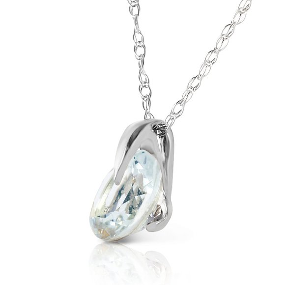 Galaxy Gold Products Jewelry - 14K. SOLID GOLD NECKLACE WITH NATURAL AQUAMARINE